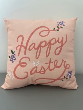Kohl's Pink "Happy Easter" Embroidered Holiday Throw Pillow